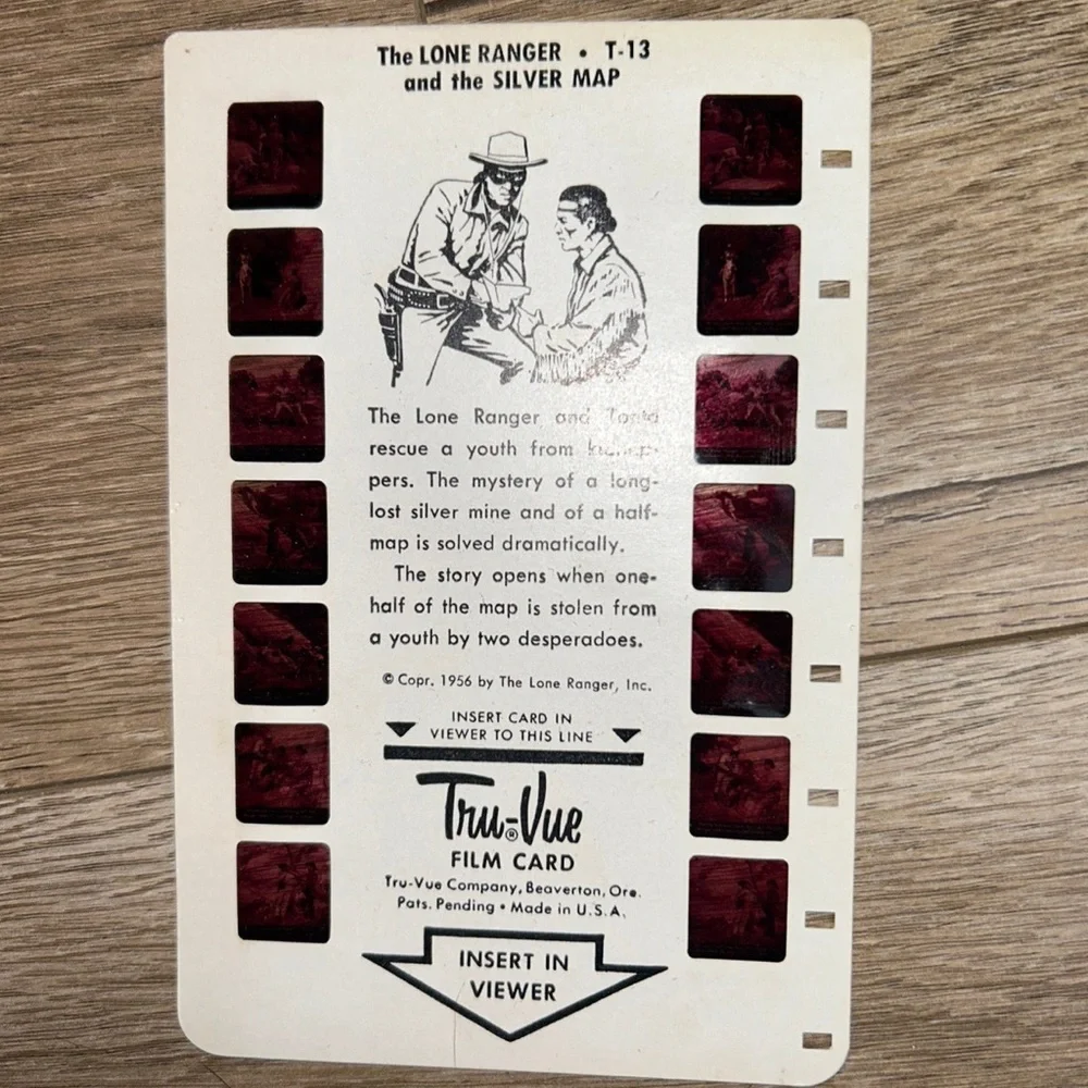 Old Vintage 1955 Tru-Vue THE LONE RANGER and THE SILVER MAP T-13 Picture Stories